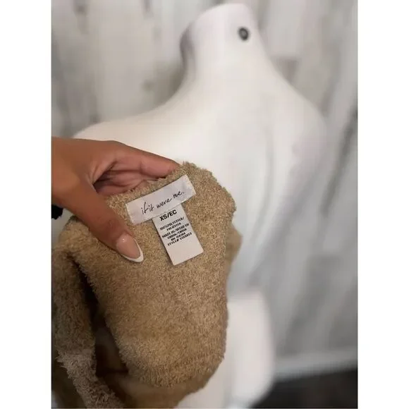 If It Were Me Teddy Lounge Set XS | Fuzzy Bralette & Wide Leg Pants | Cozy Tan T - Picture 5 of 11